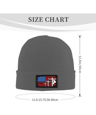 American Flag Lineman Beanie Hats Soft Stretch Beanie Cap Winter Warm Man Womens Knitted Cap Deep Heather $14.37 Skullies & B...