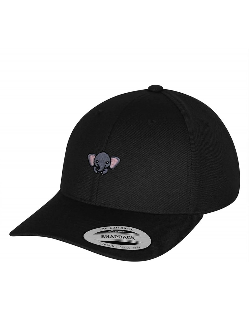 Elephant Curved Bill Snapback Outdoor Cap Wild Cute Black $15.11 Baseball Caps