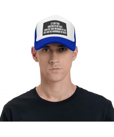 Let Any Fish Who Meets My Gaze Mesh Hat Men Women Baseball Cap Funny Trucker Hat Blue $11.43 Baseball Caps