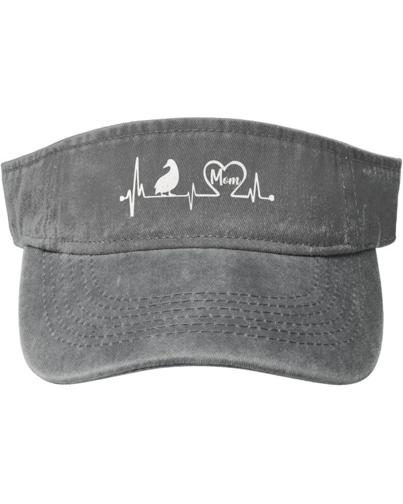 Duck Mom Heartbeat Lover Sun Visor Hats Cotton Caps Beach Leisure Empty Top Baseball Cap for Men Women Gray $13.72 Sun Hats