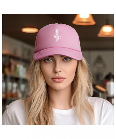 Bass Clef Headstock Bass Guitar Gift Hat Trucker Hat for Men Women Adjustable Baseball Hat Snapback Outdoor Golf Hat Pink $11...