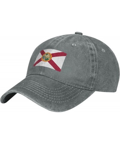 Flag of Florida Hiking Trucker Denim Cap Adjustable Adult Baseball Cap Black Gray $10.59 Baseball Caps