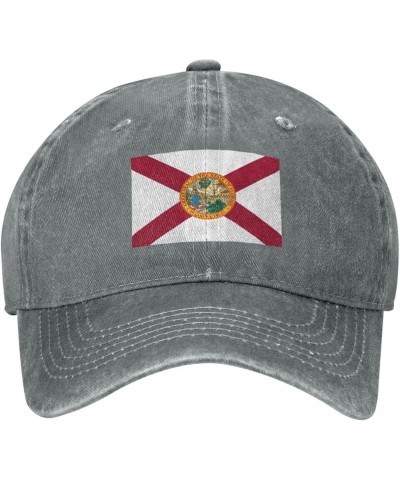 Flag of Florida Hiking Trucker Denim Cap Adjustable Adult Baseball Cap Black Gray $10.59 Baseball Caps