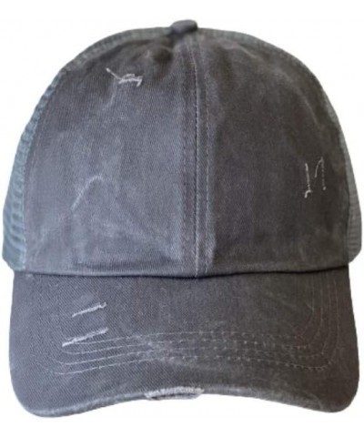 Criss Cross Ponytail Hat Washed Distressed Mesh Womens Baseball Cap Dad Hat Ponytail Hat for Women Dtm-grey $9.71 Baseball Caps