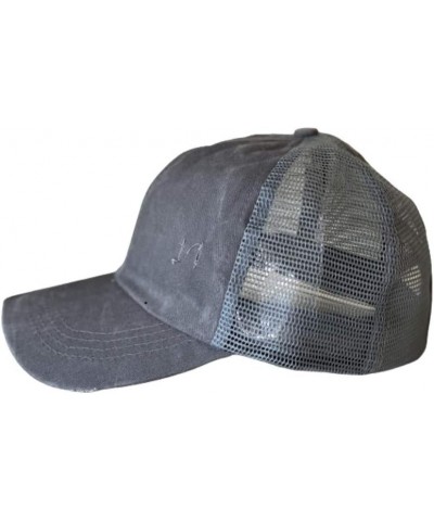 Criss Cross Ponytail Hat Washed Distressed Mesh Womens Baseball Cap Dad Hat Ponytail Hat for Women Dtm-grey $9.71 Baseball Caps