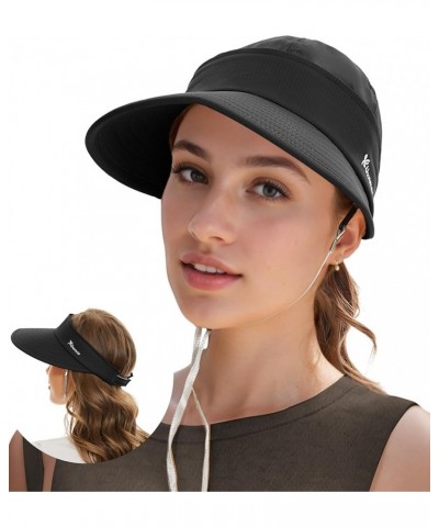 Sun Hat 2 in 1 Visors for Women UPF 50+ Wide Brim Summer Beach Hats for Women Packable Safari Hiking Hat Fishing Black $9.03 ...