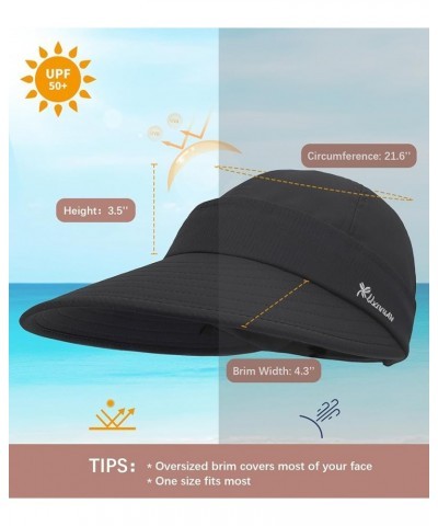 Sun Hat 2 in 1 Visors for Women UPF 50+ Wide Brim Summer Beach Hats for Women Packable Safari Hiking Hat Fishing Black $9.03 ...