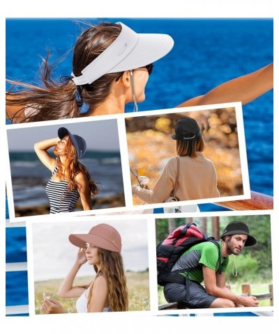 Sun Hat 2 in 1 Visors for Women UPF 50+ Wide Brim Summer Beach Hats for Women Packable Safari Hiking Hat Fishing Black $9.03 ...