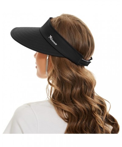 Sun Hat 2 in 1 Visors for Women UPF 50+ Wide Brim Summer Beach Hats for Women Packable Safari Hiking Hat Fishing Black $9.03 ...