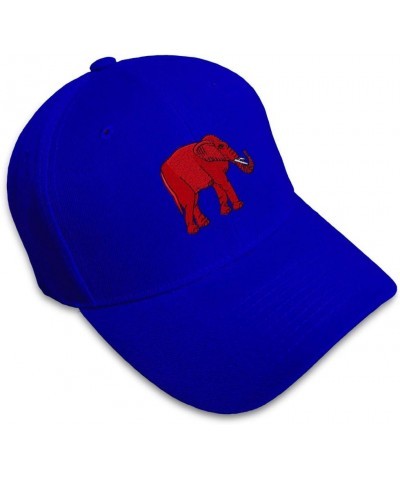 Baseball Cap Red Elephant Embroidery Animals Wild Acrylic Hats for Men & Women Royal Blue Design Only $13.74 Baseball Caps