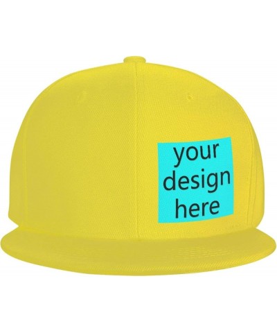 Custom Fitted Hats for Men Custom Text Logo Image Here Birthday Boy Hat Flat Brim Hats Yellow-15 $8.09 Baseball Caps