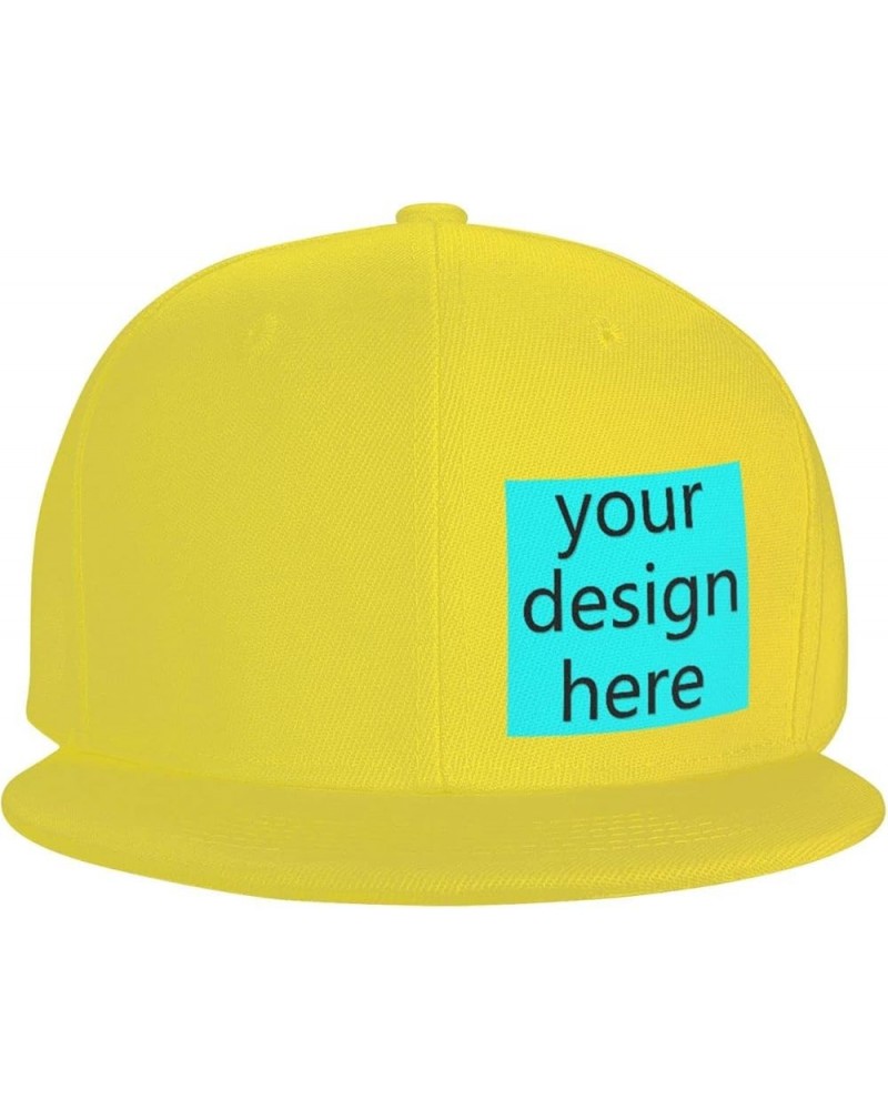 Custom Fitted Hats for Men Custom Text Logo Image Here Birthday Boy Hat Flat Brim Hats Yellow-15 $8.09 Baseball Caps