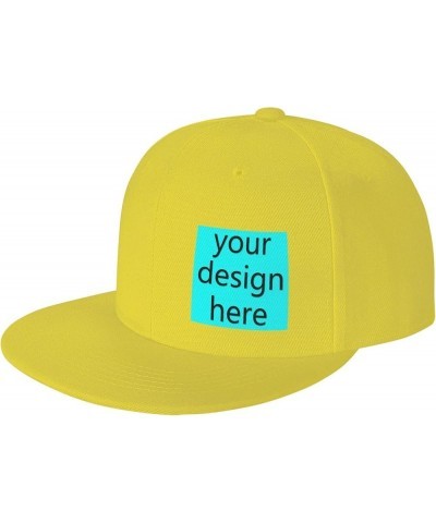 Custom Fitted Hats for Men Custom Text Logo Image Here Birthday Boy Hat Flat Brim Hats Yellow-15 $8.09 Baseball Caps