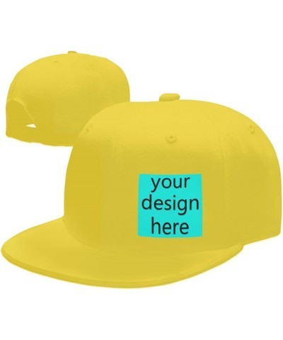 Custom Fitted Hats for Men Custom Text Logo Image Here Birthday Boy Hat Flat Brim Hats Yellow-15 $8.09 Baseball Caps