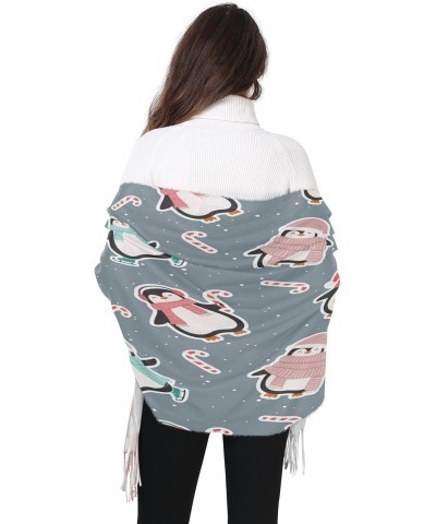 Women Cashmere Scarves Christmas Cartoon Penguins Winter Fashion Scarf Pashmina Shawl Wrap Warm Blanket Large Size $10.40 Sca...