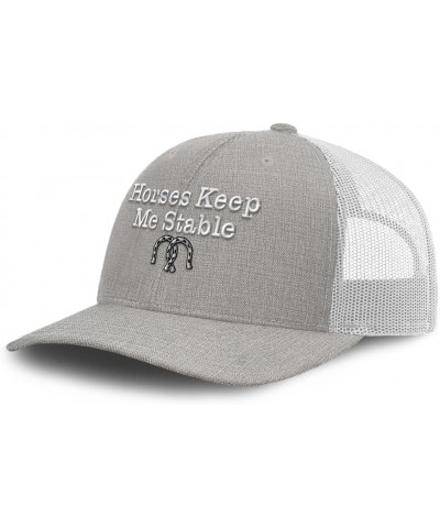 Trucker Baseball Cap Horses Keep Me Stable Cotton Dad Hats for Men & Women Heather Tan White $15.95 Baseball Caps