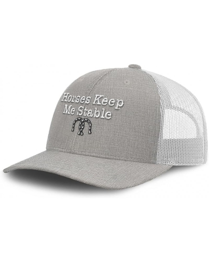 Trucker Baseball Cap Horses Keep Me Stable Cotton Dad Hats for Men & Women Heather Tan White $15.95 Baseball Caps