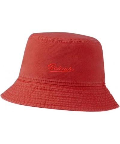 Women Bucket Hats for Men Raleigh City NC Embroidered Unisex Bucket Hat Outdoor Fishing Hat Red $11.63 Bucket Hats