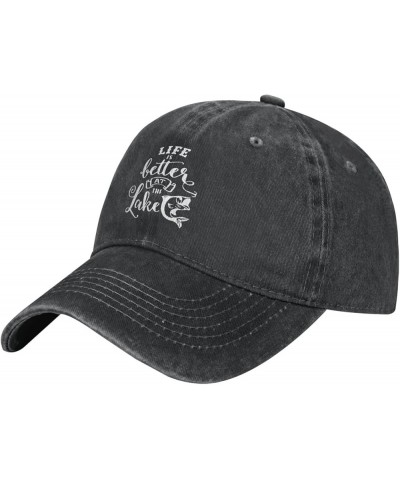 Life is Better at The Lake Cowboy Baseball Cap Trucker Hat Black $16.70 Cowboy Hats