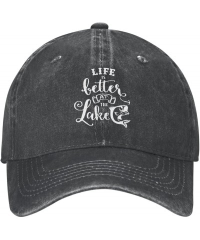 Life is Better at The Lake Cowboy Baseball Cap Trucker Hat Black $16.70 Cowboy Hats