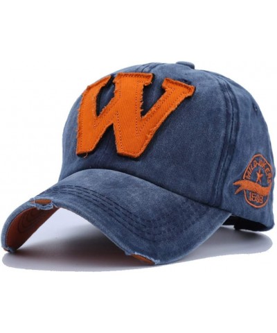 Unisex Letter W Embroidery Denim Washed Baseball Cap Vintage Adjustable Snapback Blue $8.54 Baseball Caps