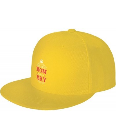 The Best Mom was Born Baseball Cap for Men Women Snapback Hat Trucker Flat Bill Caps Sun Hat Yellow $13.47 Baseball Caps