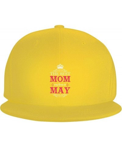 The Best Mom was Born Baseball Cap for Men Women Snapback Hat Trucker Flat Bill Caps Sun Hat Yellow $13.47 Baseball Caps