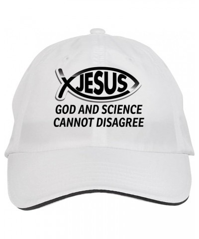 GOD and Science Cannot Disagree Christian Jesus Fish Hat Adjustable Cap, DesH57 White $12.12 Baseball Caps