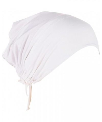 Women Turban Non-Slip Hijab Undercap Tie Back Hijab Cap Stretchy Comfortable Head Covering Scarf White $6.60 Skullies & Beanies