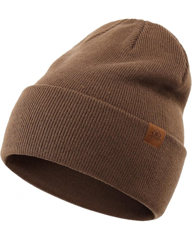 Mens Winter Hats Acrylic Knit Cuff Beanie Cap Warm Womens Beanie Hat Coffee $9.00 Skullies & Beanies