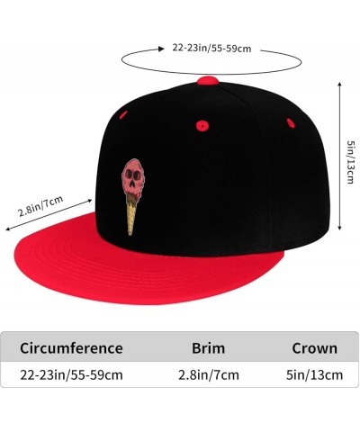 Skull Ice Cream Snapback Hat for Men Women Baseball Cap Trucker Flat Bill Hats Dad Caps Red $12.12 Baseball Caps