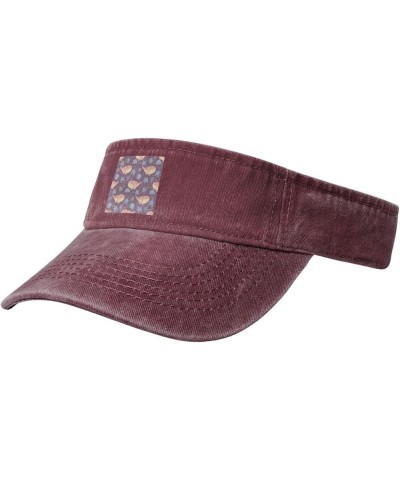 Whale Seamless Pattern Sun Visor Hats for Women Men Adjustable Sports Sun Hats Cotton Golf Cap Red $11.65 Visors