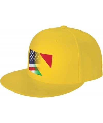 Flag of Mali and USA Flag Denim Hats Cowboy Knit hat Fisherman's hat Baseball Caps Yellow $16.78 Baseball Caps