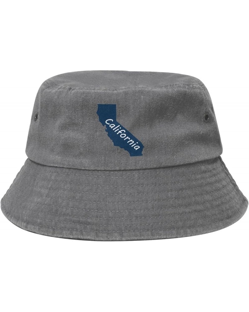 California Terrain Map Bucket Hat for Men Women Outdoor Washed Cotton Sun Hats Travel Beach Hat Gray $12.91 Bucket Hats