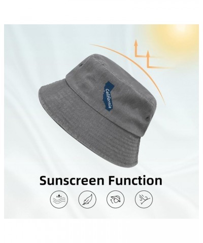 California Terrain Map Bucket Hat for Men Women Outdoor Washed Cotton Sun Hats Travel Beach Hat Gray $12.91 Bucket Hats