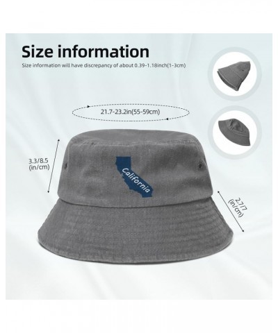 California Terrain Map Bucket Hat for Men Women Outdoor Washed Cotton Sun Hats Travel Beach Hat Gray $12.91 Bucket Hats