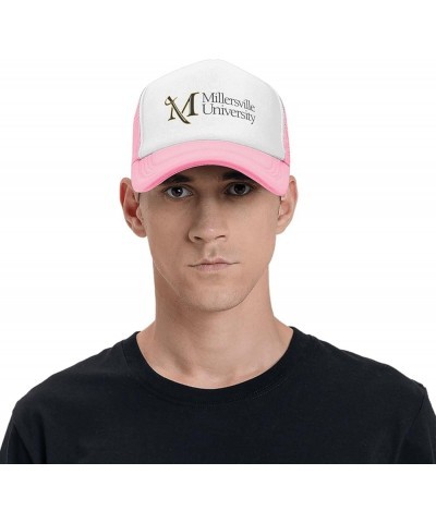 Millersville University Trucker Hats for Both Men and Women - Mesh Baseball Snapback Hats Pink $9.15 Baseball Caps