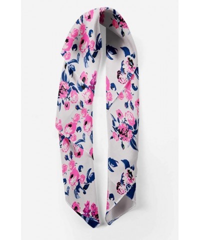 Printed Pure Silk Scarf For Hair Neck Head Bandanas For Women Light Gray $15.20 Scarves