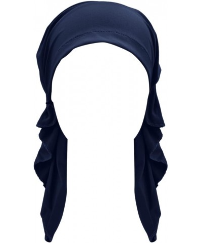 Women Pre Tied Turban African Muslim Stretchy Solid Head Wraps Hair Wraps Cancer Slip On Headwear Fashion Navy $6.72 Skullies...