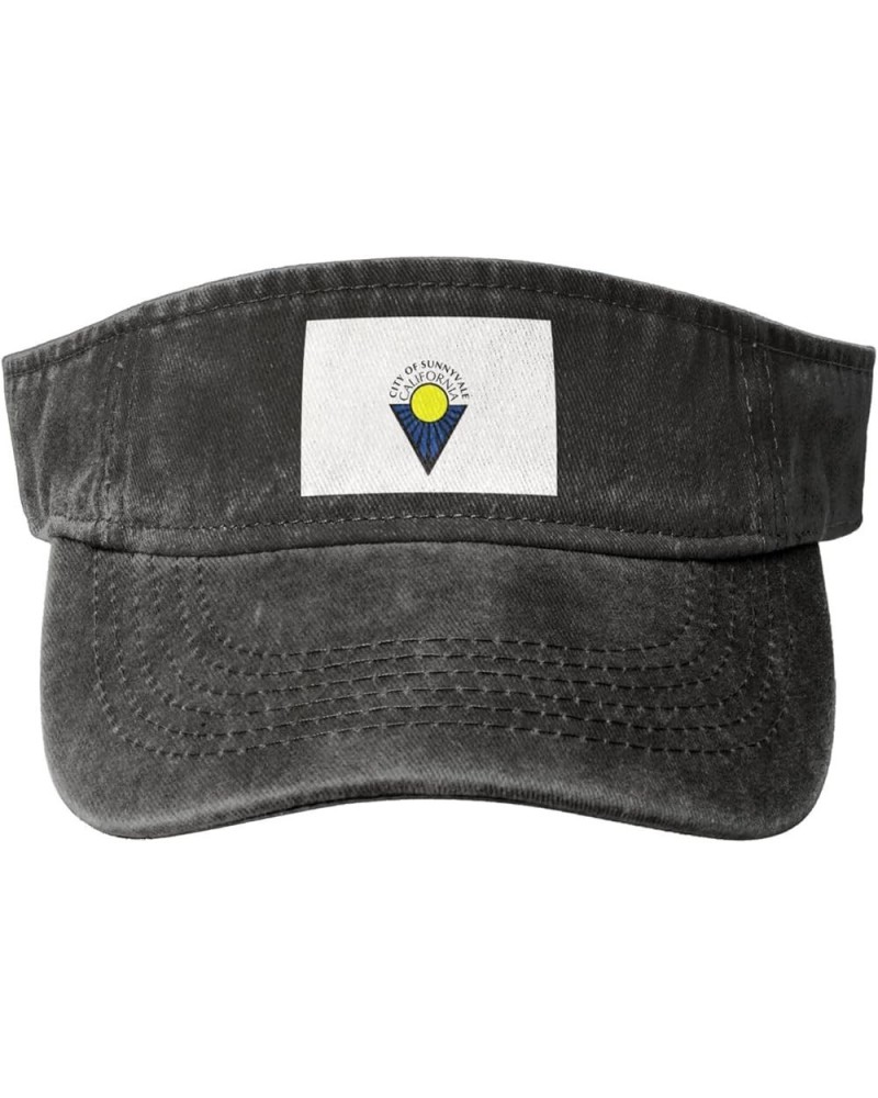 Flag of Sunnyvale, California Sun Visor Hats for Women Men Adjustable Sports Sun Hats Cotton Golf Cap Black $11.65 Visors