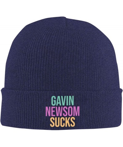 Newsom Sucks Beanie Hat for Men Women Warm Winter Knit Ski Hats Slouchy Knit Skull Caps Black Navy Blue $11.95 Skullies & Bea...