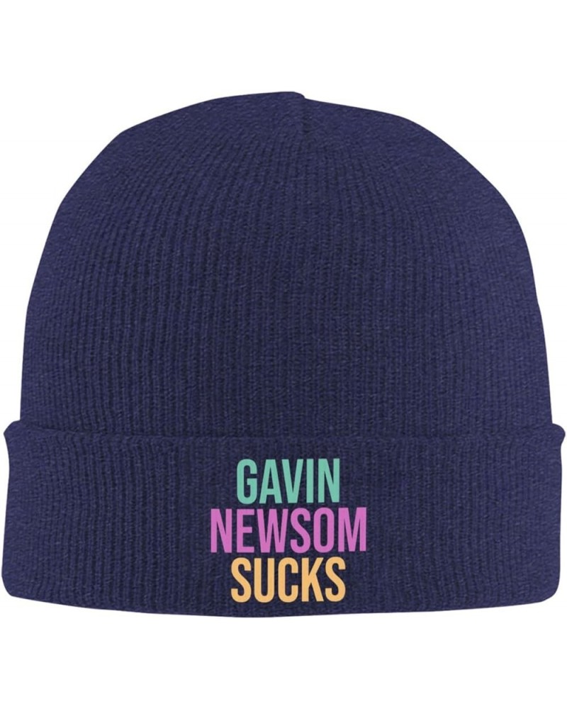 Newsom Sucks Beanie Hat for Men Women Warm Winter Knit Ski Hats Slouchy Knit Skull Caps Black Navy Blue $11.95 Skullies & Bea...