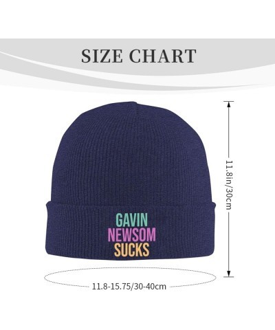 Newsom Sucks Beanie Hat for Men Women Warm Winter Knit Ski Hats Slouchy Knit Skull Caps Black Navy Blue $11.95 Skullies & Bea...