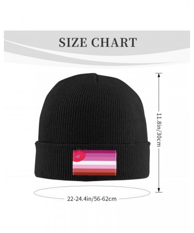 Lipstick Lesbian Pride Flag LGBTQ Knit Hat Cap Winter Warm Soft Stretch Beanie Hat for Men Women1951 Black $13.43 Skullies & ...