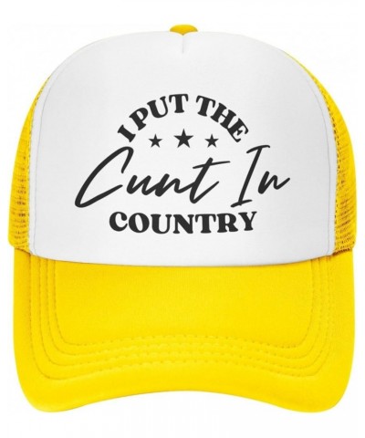 I Put The Cunt in Country Mesh Hat Cap Men Women Baseball Cap Trucker Hat Black Yellow $10.33 Baseball Caps