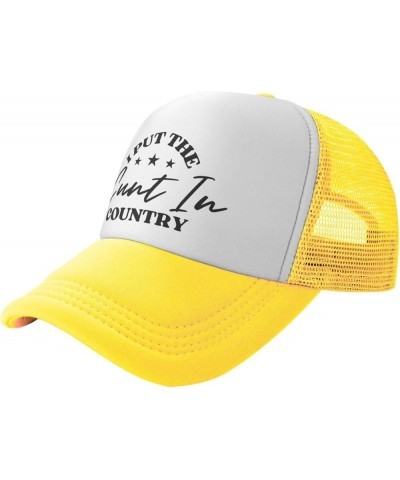 I Put The Cunt in Country Mesh Hat Cap Men Women Baseball Cap Trucker Hat Black Yellow $10.33 Baseball Caps