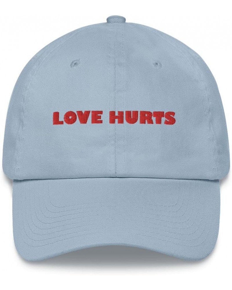 Love Hurts Dad Hat Funny Valentines Single Hopeless Romantic Dad hat Light Blue $14.39 Baseball Caps