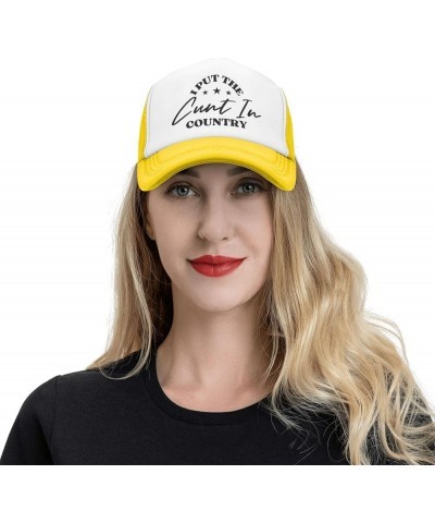 I Put The Cunt in Country Mesh Hat Cap Men Women Baseball Cap Trucker Hat Black Yellow $10.33 Baseball Caps