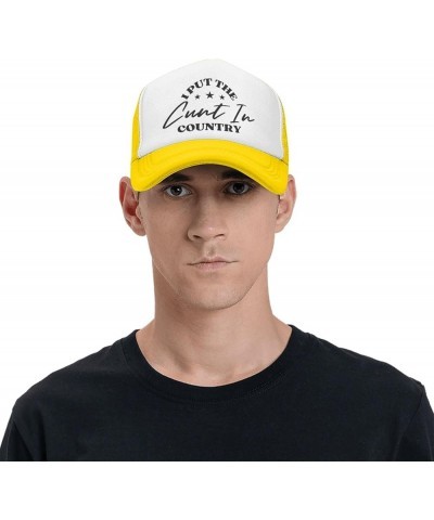 I Put The Cunt in Country Mesh Hat Cap Men Women Baseball Cap Trucker Hat Black Yellow $10.33 Baseball Caps