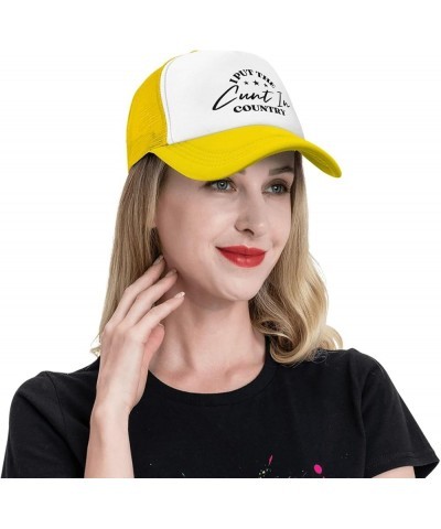 I Put The Cunt in Country Mesh Hat Cap Men Women Baseball Cap Trucker Hat Black Yellow $10.33 Baseball Caps